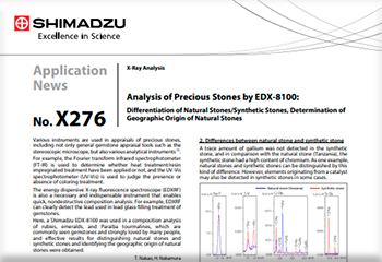 Analysis of Precious Stones by EDX-8100: Differentiation of Natural Stones/Synthetic Stones, Determination of Geographic Origin of Natural Stones