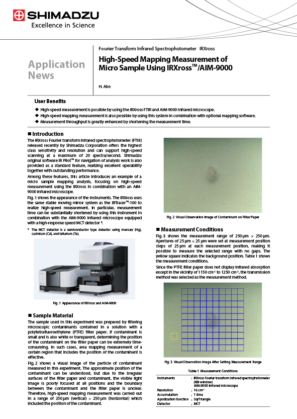 High-Speed Mapping Measurement of Micro Sample Using IRXross/AIM-9000 