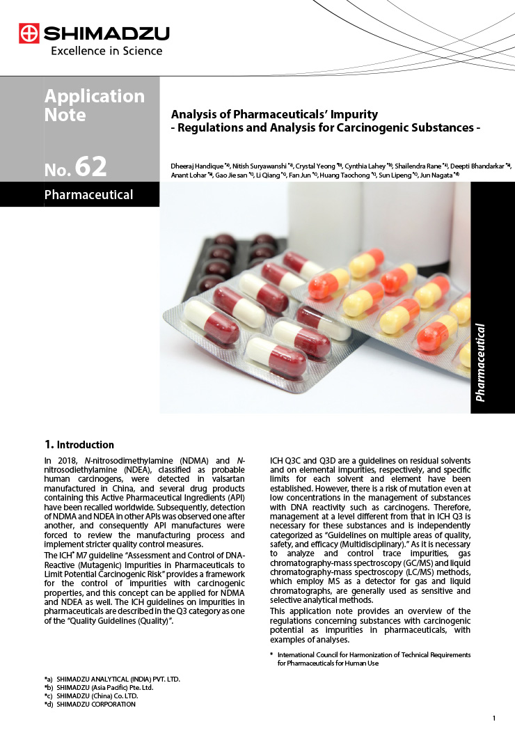 Analysis of Pharmaceuticals’ Impurity - Regulations and Analysis for Carcinogenic Substances -