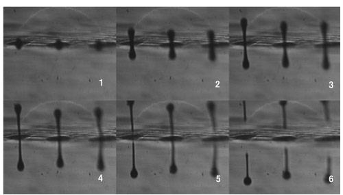 Ink Droplets Being Ejected (Recorded at 250,000 fps)