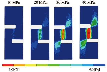 Strain distribution (DIC) during out-of-plane shear test